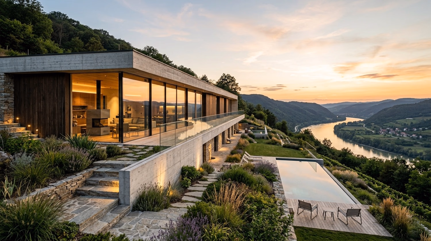 Moderne Villa in Hanglage am Donautal – Villa Amadeus, Klosterneuburg