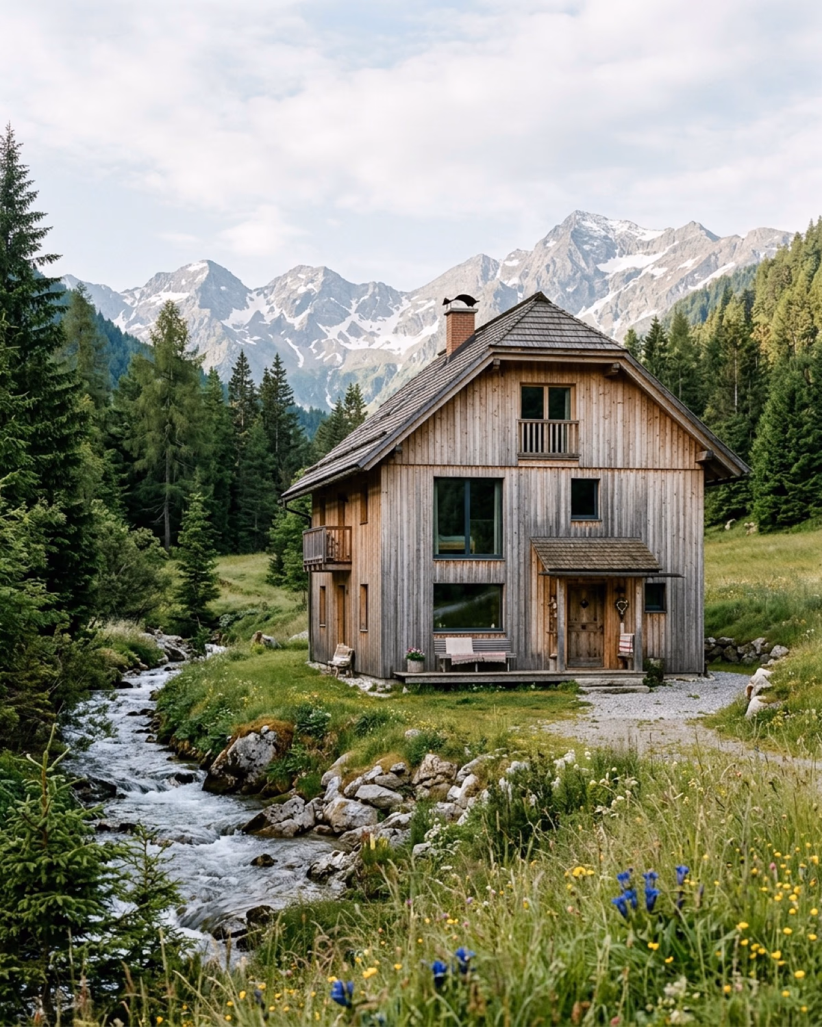 Holzhaus Kolig – Reines Holzhaus am Mühlbach – aus regionalem Material, präzise Detaillierung, dialog mit der umgebenden Landschaft.
